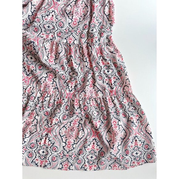 CLUB MONACO Whiite Printed Silk Crepe Ruffle Tiered A-Line Maxi Dress, Size 0 - Picture 9 of 15